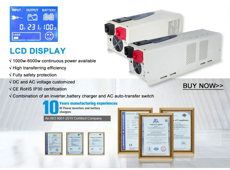 DC to AC 12/24/48v 110/230v Inverters off-grid Type and 3000w 50/60hz power inversors CE,RoHS with battery