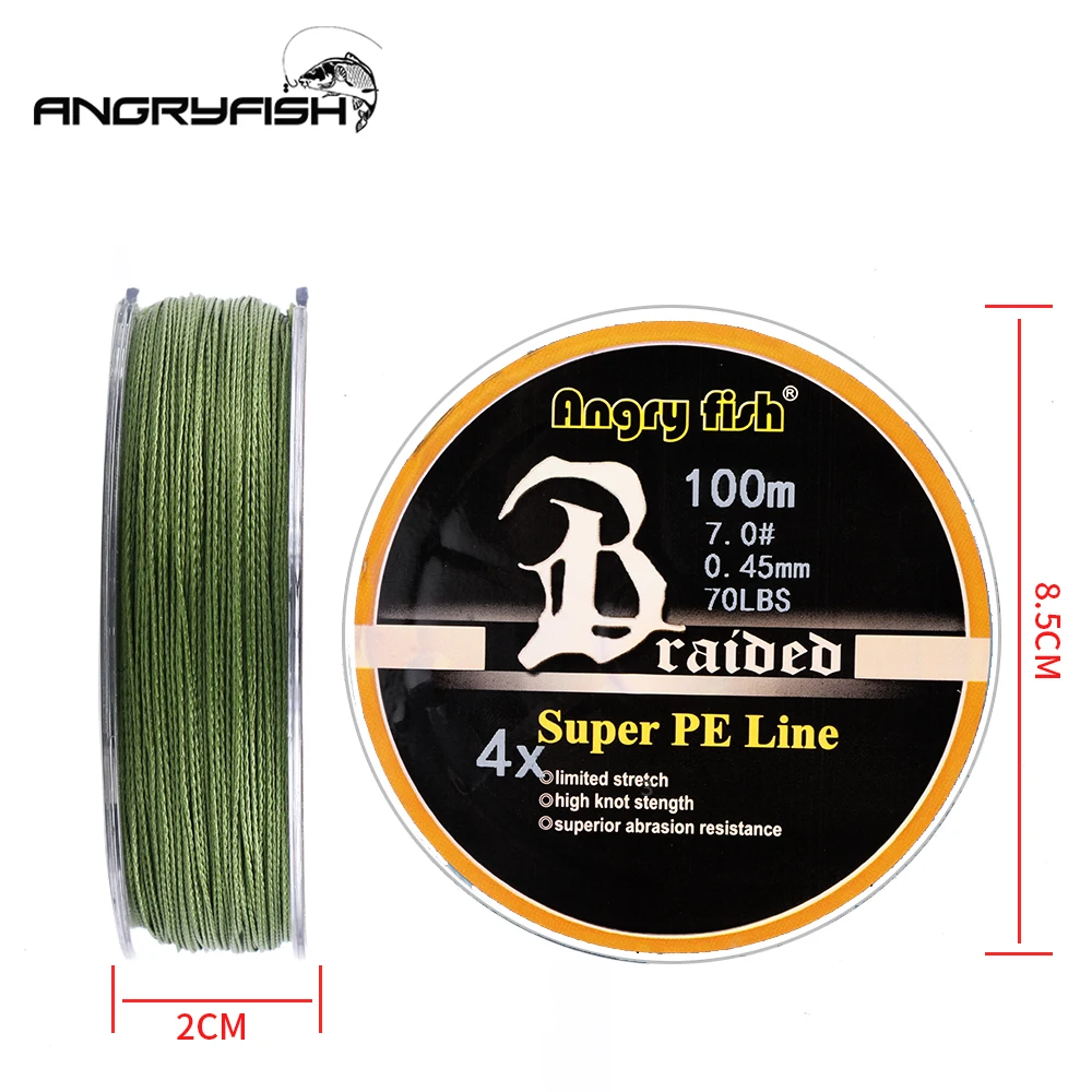 ANGRYFISH Wholesale 100m 4 Strands Braided Fishing Line 8 Colors Super PE Fish Line Strong Strength