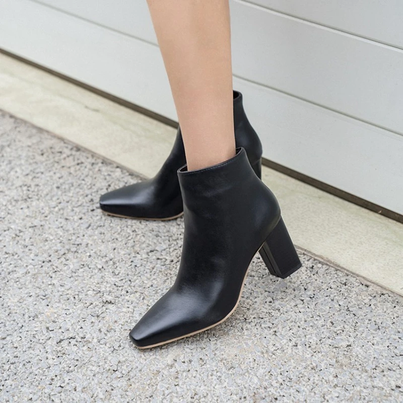 BLXQPYT Big Size 34-47 Ankle boots for women Fashion High Heels 7cm short winter Autumn Party Wedding Shoes Pumps Shoes 991