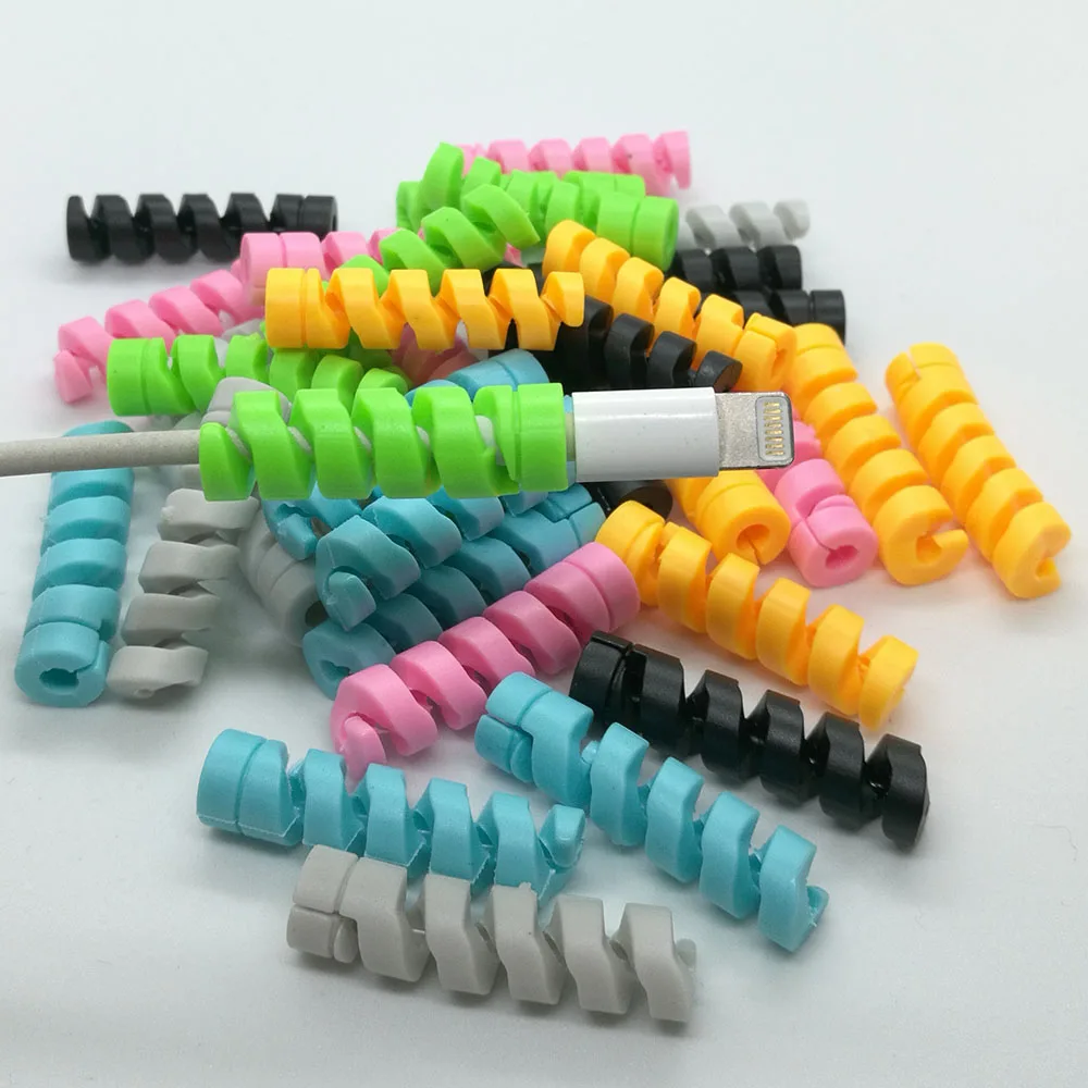 30pcs protezione del cavo a spirale linea dati avvolgicavo in Silicone protettivo per iphone Samsung Android custodia per auricolari di ricarica USB