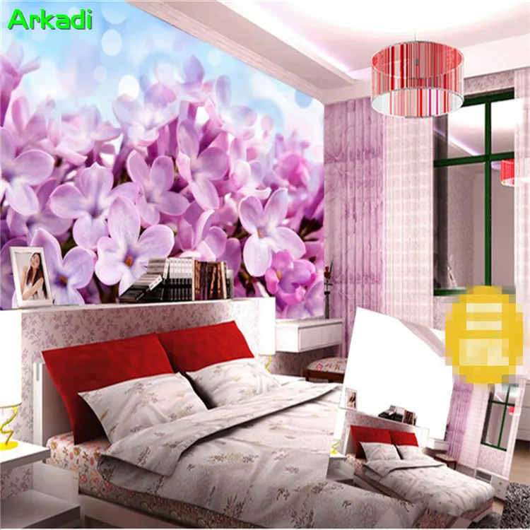 

3D embossed purple flower photo wallpaper HD mural living room bedroom wallpaper home decor customization any size