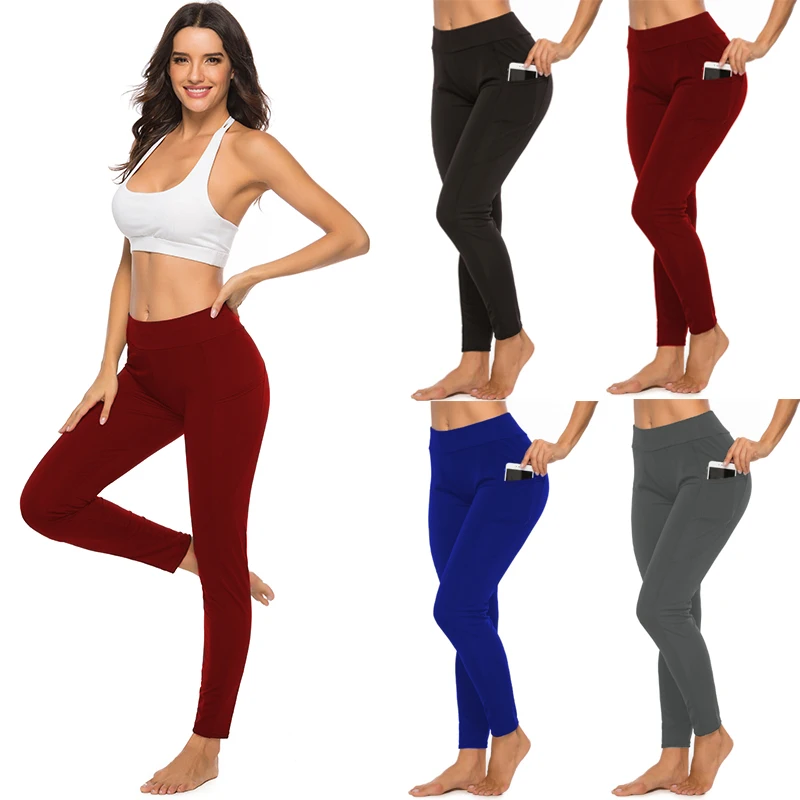 

New Fitness Women's Leggings Push Up Women High Waist Pocket Workout Leggins 2019 Fashion Casual Leggings Mujer Long Pants Black