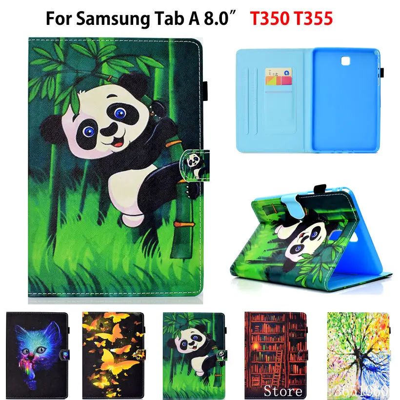 Case For Samsung Galaxy Tab A 8.0 inch T350 T355 P350 P355 SM-T350 Cover Smart Case Panda butterfly Funda Tablet Stand Shell