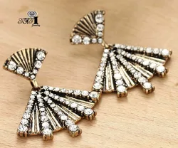 YaYi Jewelry New White Glass Rhinestone Dangle Crystal Earring Women's Fashion Ancient Gold Color Gem Earrings Gift 1189