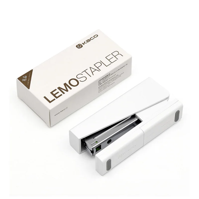 KACO Creative Simple White LEMO Stapler Student Learning Stapler With Staple for Paper Binding Office School Supplies Home Gifts