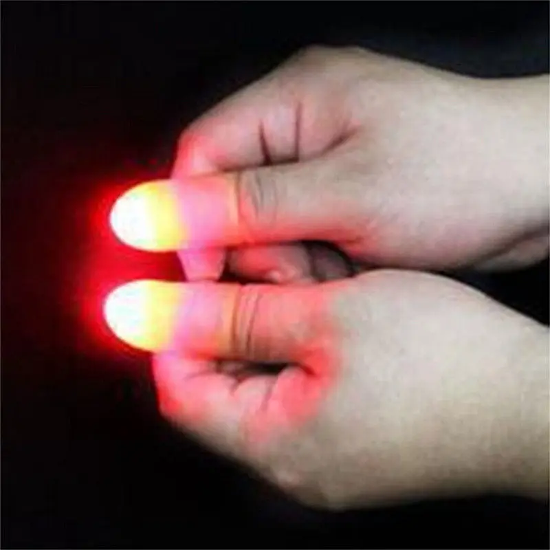 1 Pair Funny Novelty Electronic LED Light Flashing Fingers Magic Trick Props Kids Amazing Glow Toys Children Luminous Decor Gift