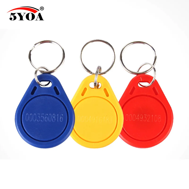 100pcs EM4100 125khz ID Keyfob RFID Tag Tags llaveros llavero Porta Chave Card Sticker Key Fob Token Ring Proximity Chip TK4100