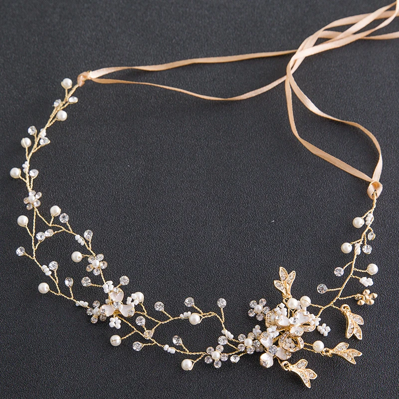 Luxury Tiara Silver Color Pearl Headbands Crystal Hair Jewelry Headpiece Wedding Hair Accessories Bridal Head Chain Hair Jewelry image 6