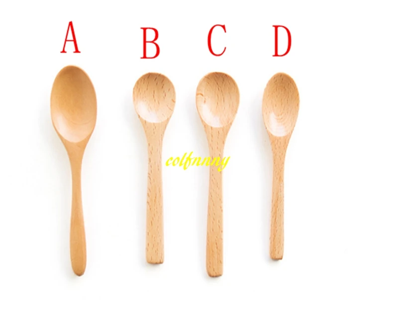 500pcs/lot 11.5*2.5cm 12*3cm 12.8*3cm 13x3cm Kids Wooden Spoon Tableware Child Dinner spoons Soup Tea Honey Coffee Wood Spoon