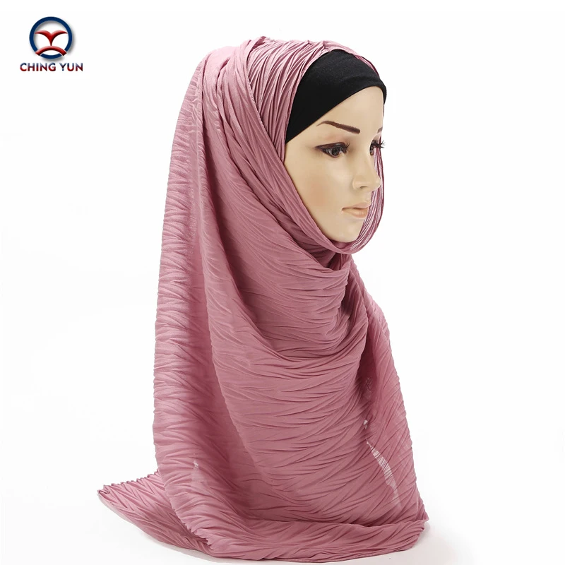 

CHING YUN Ladies Scarf Brand Soft Bandana Fashion Woman Wrapped Chiffon pleated shawl High Quality Women Muslim Long Scarves