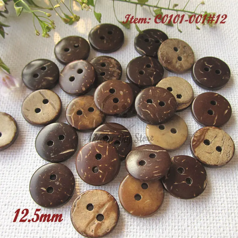 100pcs 10mm / 11mm / 12mm 2 holes Natural Coconut Buttons for Sewing Craft Scrapbooking Decorative Accessories Sewing Materials