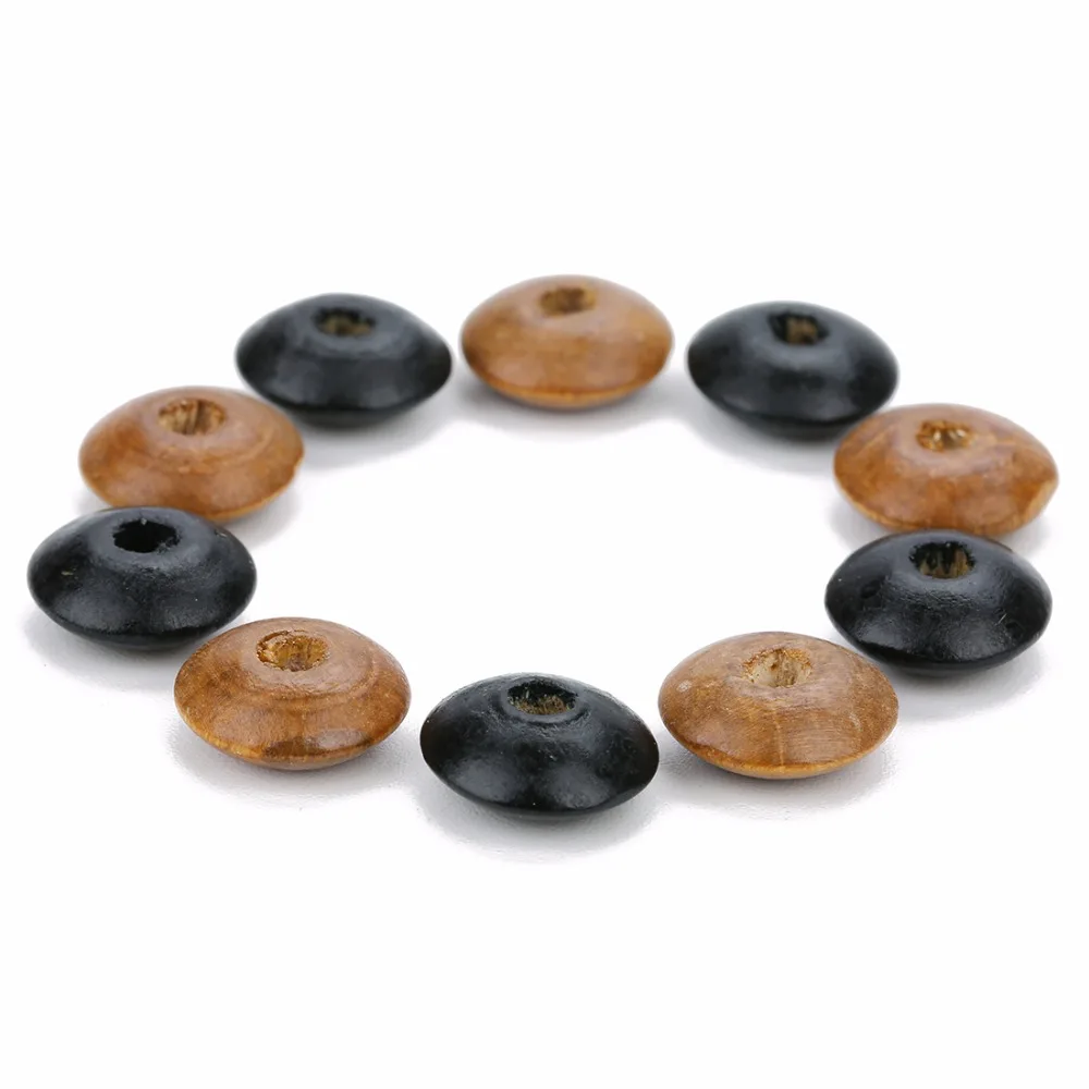 LOULEUR 100pcs/lot Black/Brown Color Natural Wooden Beads DIY Accessories Wholesale Abacus With Big Hole Bead For Jewelry Making