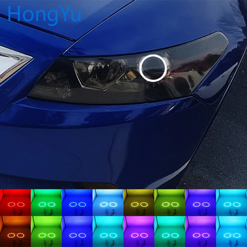 

Latest Headlight Multi-color RGB LED Angel Eyes Ring Eye DRL RF Remote Control for Honda Accord coupe 2008-2011 Accessories