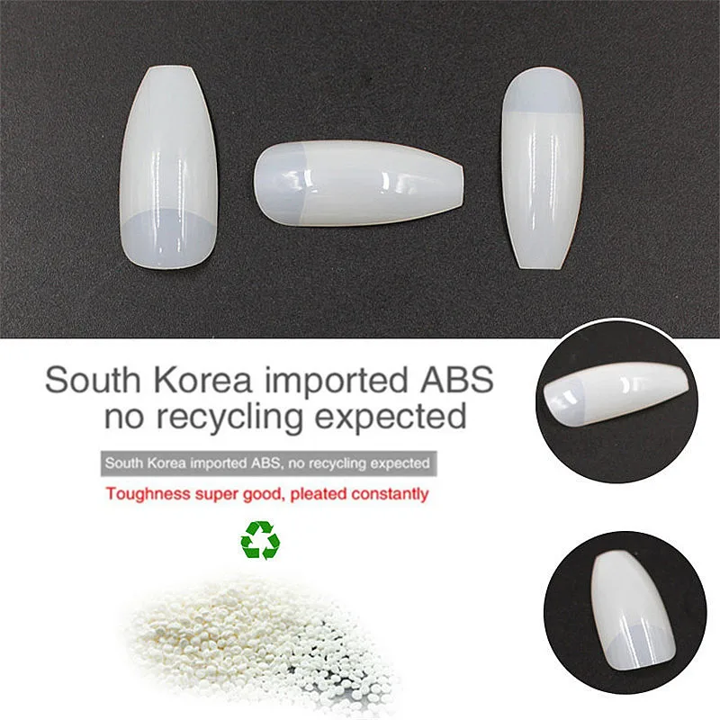 500 قطعة الأظافر المهنية وهمية طويلة راقصة الباليه نصف الفرنسية الاكريليك مسمار نصائح مربع رئيس الأظافر كاذبة نصائح الطبيعة