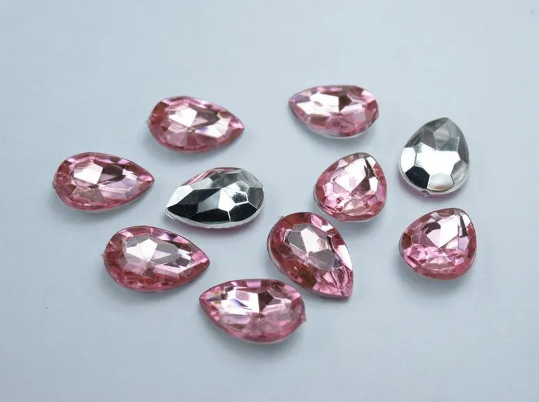 800 pcs of Pink Bling Fauceted Acrylic Rhinestone Gems - 14*10mm or you pick colors