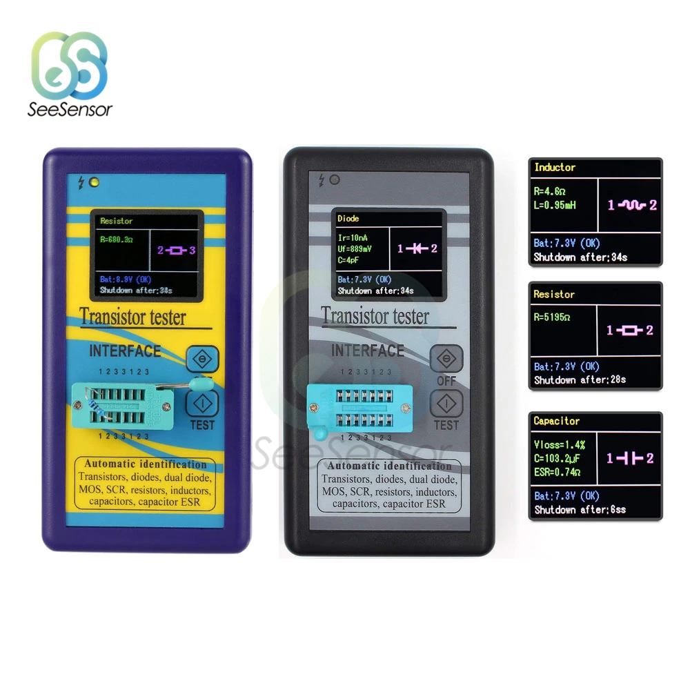 Multi-purpose Transistor Tester 128×160 Diodo Tiristor Capacitância Resistor Indutância Mosfet Esr Lcr Medidor