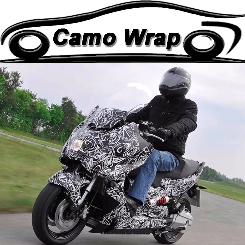 

Spiral Black White Car Wrap Film Camouflage Vinyl Sticker For Motorcycle Scooter Car Decal Foil Wrapping Air Free Bubble