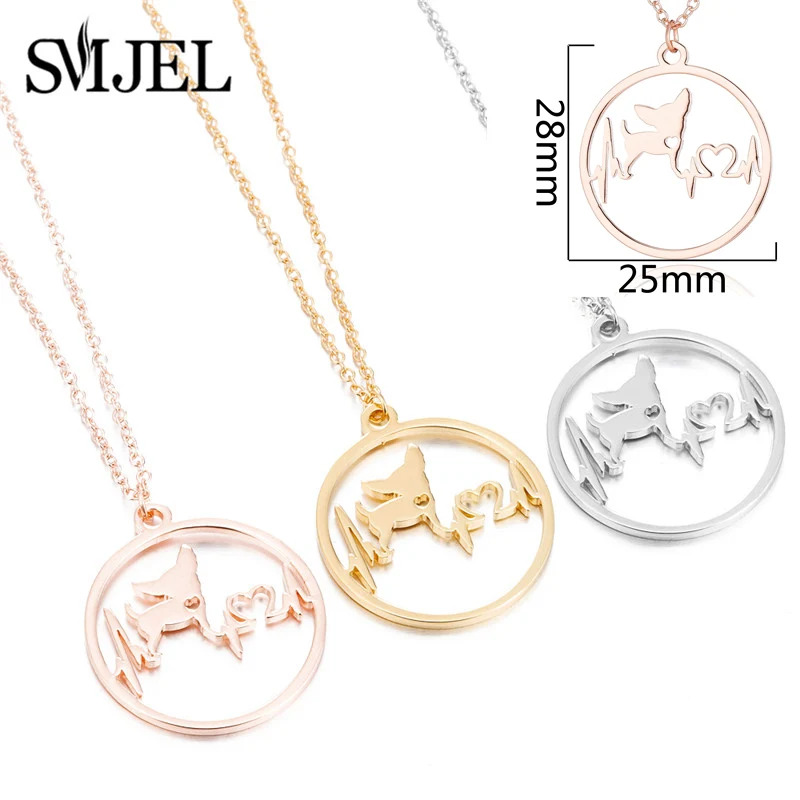 SMJEL Cartoon Dog Pendant Necklace for Women Fashion German Shepherd Jewelry Heartbeat Paw Choker Necklace Chain for Kids