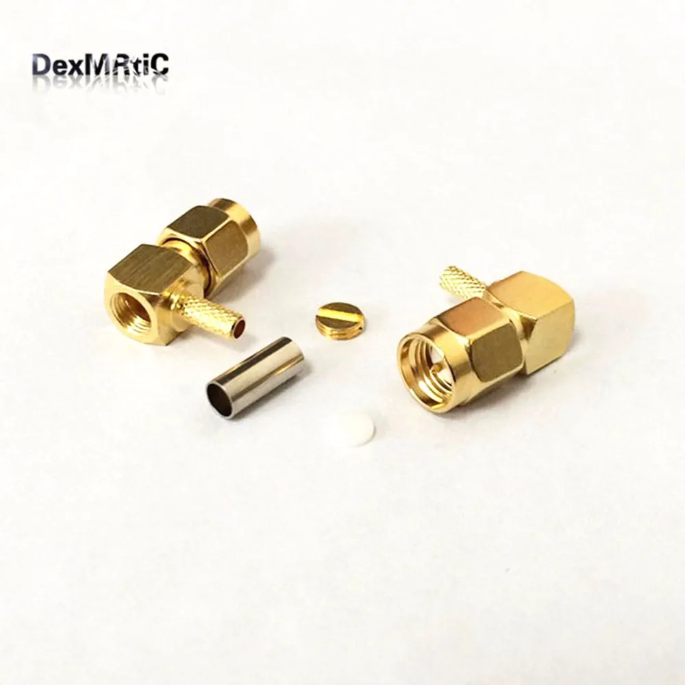 1pc  New RF SMA Right Angle Connector Male Plug For LMR100 RG316 RG174 Wholesale  Wire Connector