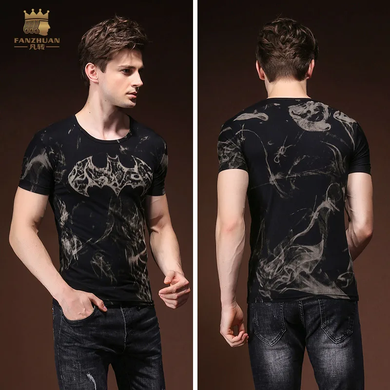 Fanzhuan New Free Shipping 2018 men's male man fashion casual summer breathable short sleeved 94% cotton printing T shirt 825106