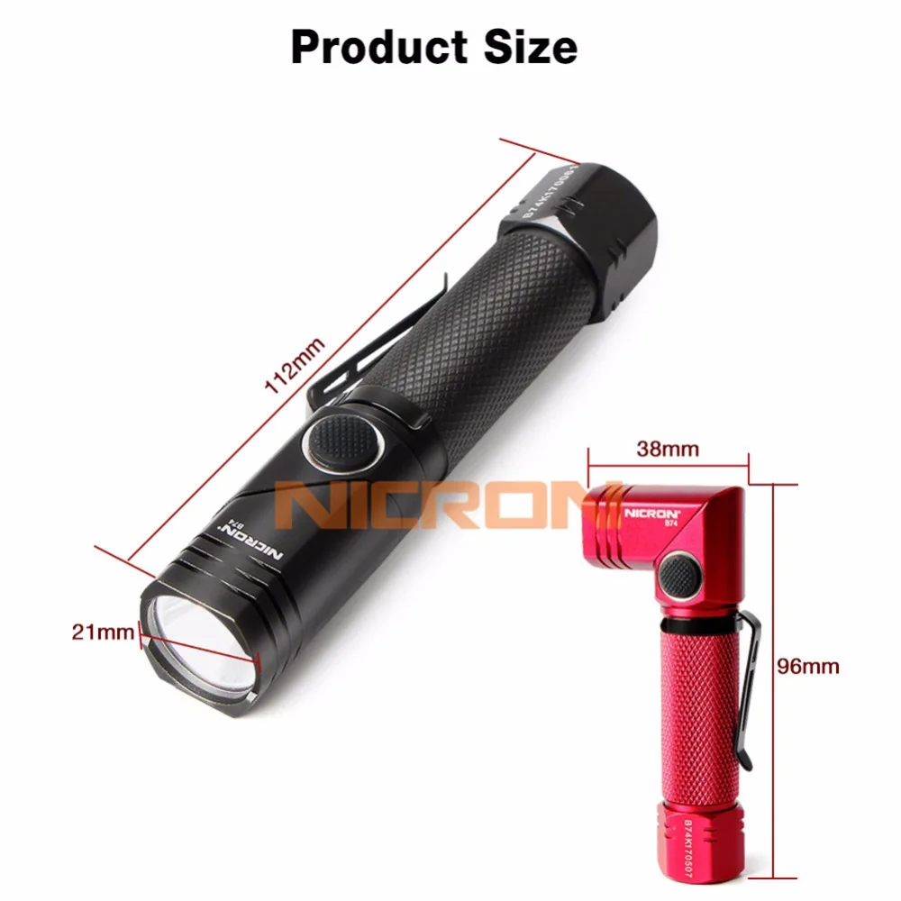 NICRON Rechargeable Twist Flashlight 4 Colors 600 Lumens Waterproof IP65 USB Charging Corner Light Mini Portable LED Torch B74