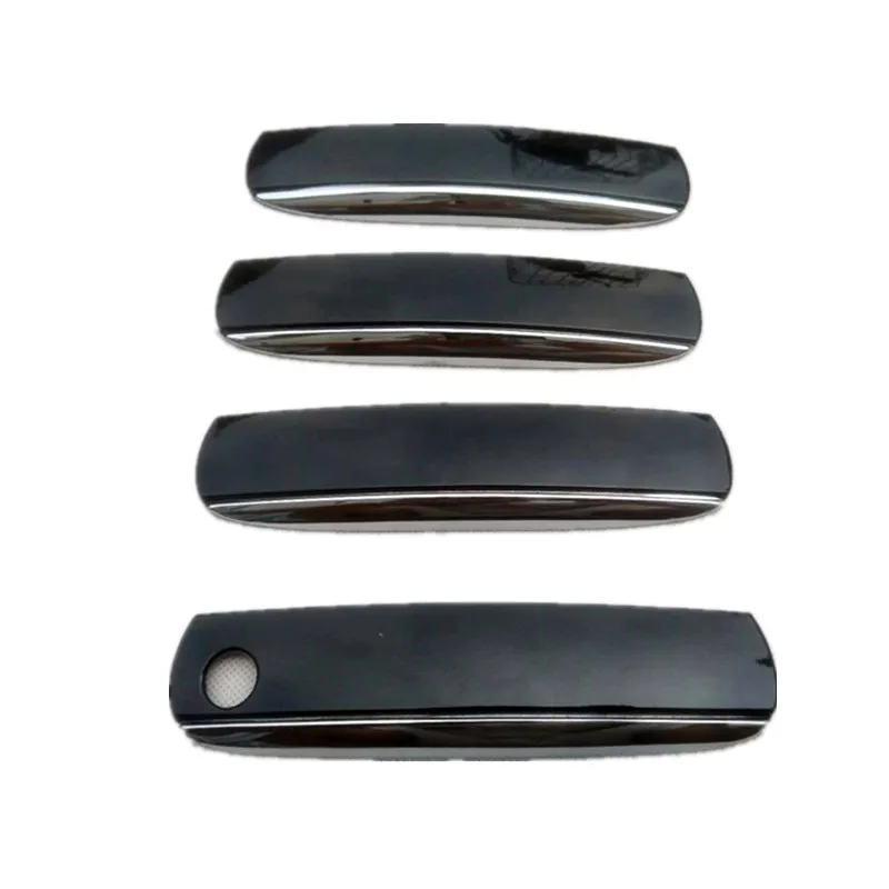 4 pcs Car Outside Door Pull Grab Handle Cover Black For AUDI A6 C6 2005-2011 Black Silver