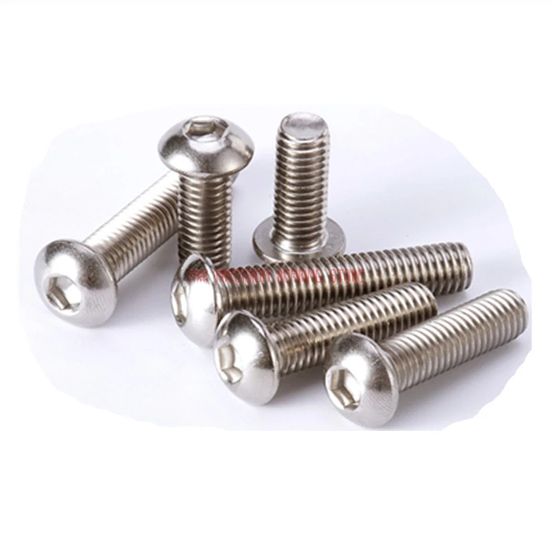 100pcs M3 Bolt A2-70 Button Head Socket Screw Sus304 Stainless Steel M3*(4/5/6/8/10/12/14/16/18/20/22/25/30/35/40/45/50) Mm