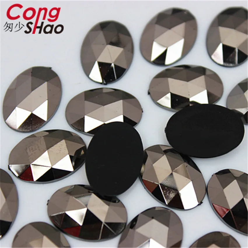 Cong Shao 100Pcs 13*18mm Oval Shape Crystal  Acrylic Rhinestone trim Flatback Stone for DIY Clothing Craft Accessories YB205