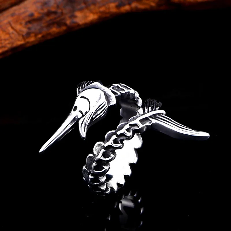 BEIER 316L Stainless Steel Trendy Animal Fish Ring Unique Gun Bone Fashion Jewelry Gift  Dropshipping LLBR8-631R