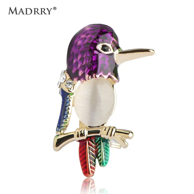 

Madrry Colorful Enamel Birds Brooches For Women Kids 3 colors Opal Alloy Broches Pins Suit Hijab Lapel Pin Hat Accessories Gifts