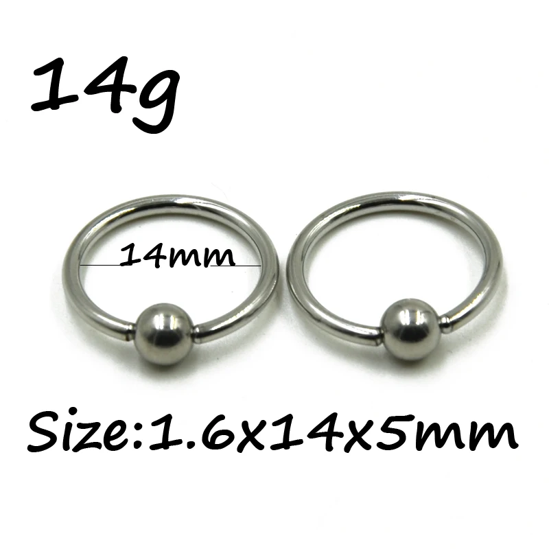 10 Pieces Extra Large Size Surgical Steel Captive Bead Ring Septum Nose Hoop Ring Ear Tragus Cartilalge Labia Piercing Ring 16g