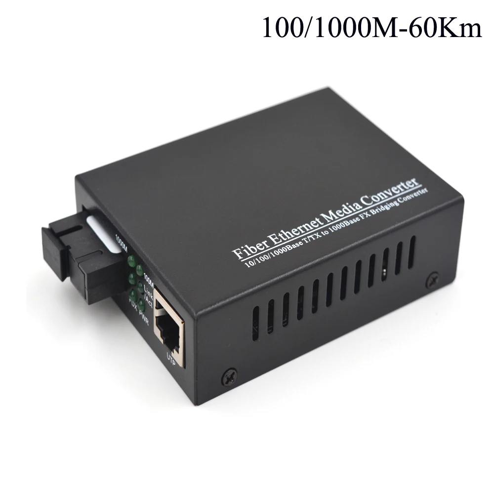 60Km Gigabit Optical Media Convertes 10/100/1000Mbps Ethernet to Fiber optic transceivers For CCTV Security System - Singlemode