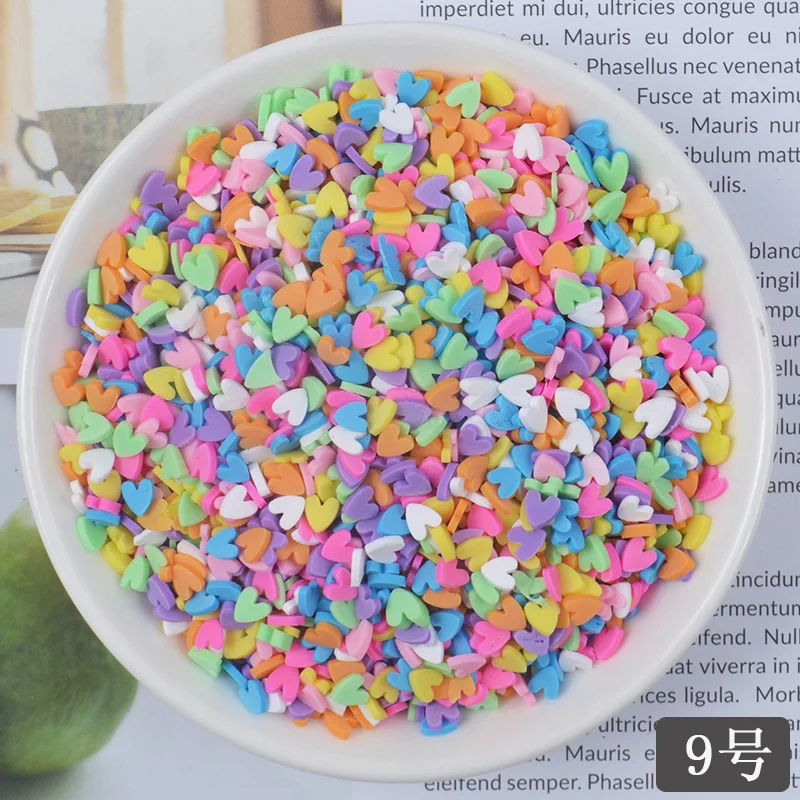 20 gr/los Nette Gefälschte Ton Streusel Bunte Herz Fünf Sterne Schleife Süßigkeiten Streusel für Handwerk Machen, DIY Kuchen Dessert Dekoration – Detail 9