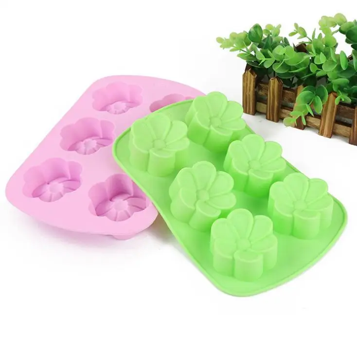 100pcs/lot,6 Holes flower shape Chocolate Mold DIY Silicone Cake Decoration Mold Jelly Ice Baking Mould Chocolate Mold SN1376