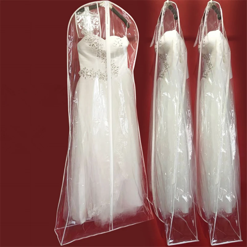 

New Arrival Transparent Dust Cover Hang For Wedding Dress Bags Larger Waterproof PVC Solid Evening Clothing Garment Bags