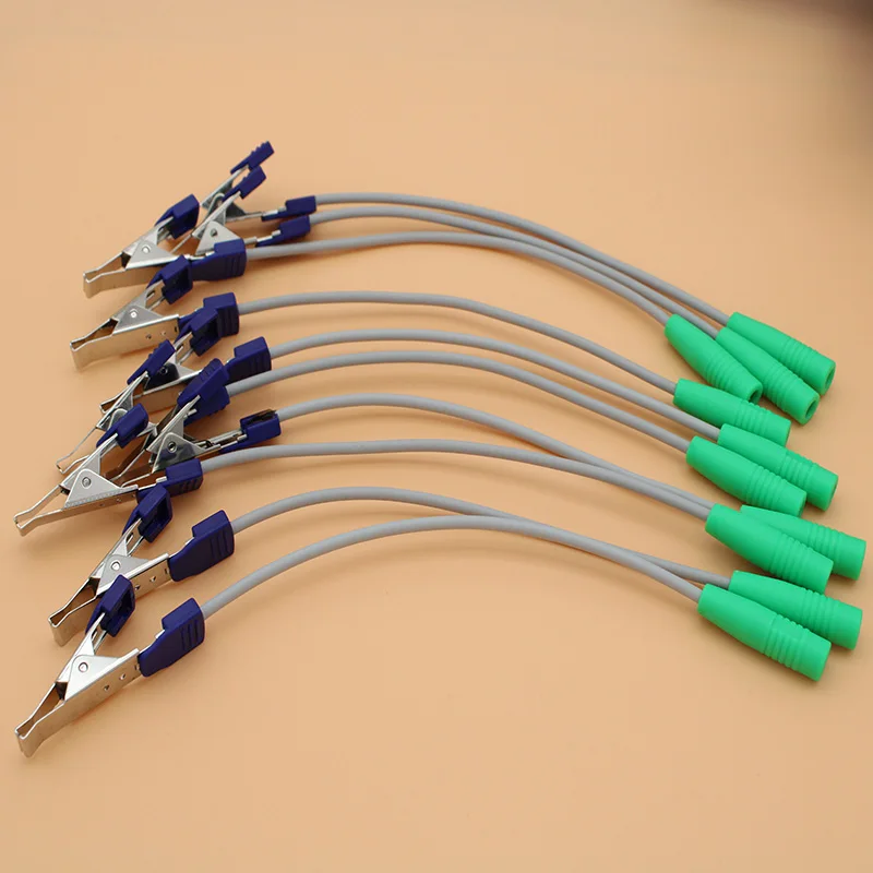 50pcs EKG ECG alligator Electrode Clip,4.0mm banana female plug to clip animal ecg ekg adapter cable,Veterinary accessories.