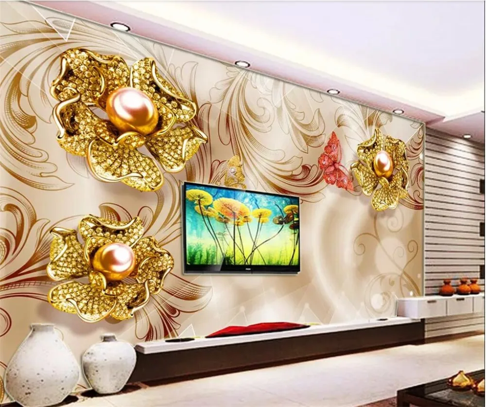 

beibehang Custom mural papel de parede 3d stereo photo wallpaper home and rich diamond flower living room background wall paper