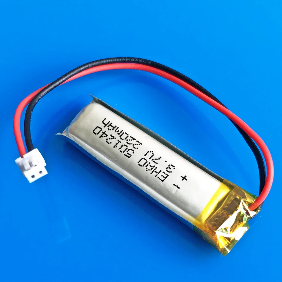 3.7V 220mAh Lipo Battery Rechargeable 501240 + JST 1.5mm 2Pin Plug For Bluetooth Headphone GPS MP3 Bracelet Led Light