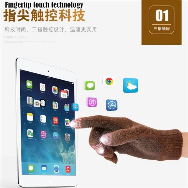 20 p! Top-end Những Người Yêu Thích Mùa Đông Thể Thao Ấm-Finger Màn Hình Cảm Ứng Găng Tay cho iphone Điện Thoại Thông Minh, Len Dệt Kim, không trơn trượt, Neri Nhung