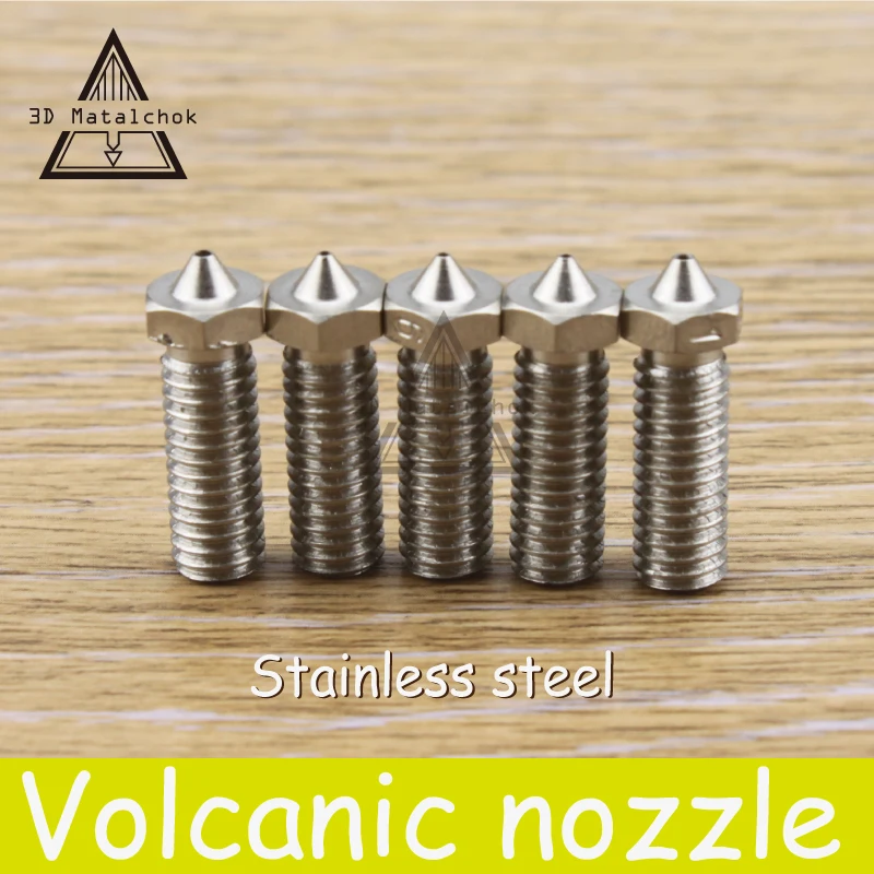 4 PCS All metal Stainless steel  Volcano Nozzle 0.4mm/0.6mm/0.8mm/1.0mm/1.75mm 3mm Lengthen Crater hotend For 3D Printer PLA/ABS