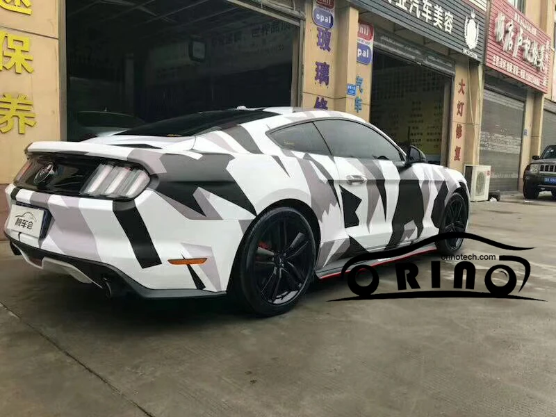 Large Black White Gray Camouflage Vinyl Film with Air Release Camo Car Wrap Sticker Sheet Vehicle Car Body Wrapping