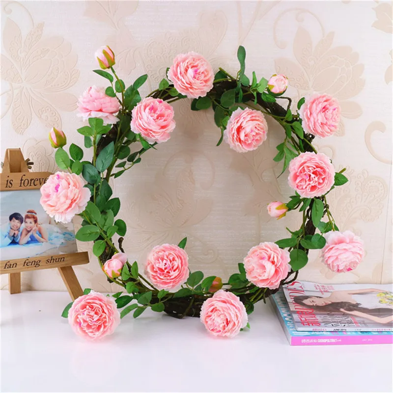 3 فرع الفاوانيا روز جدار زهرة وهمية، النمط الغربي، DIY الزفاف، حفلة المنزل، المكتب، الفندق، ديكور المكتب #4