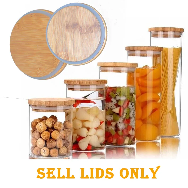 10pcs Natural Bamboo lids for glass Sealed jar travel Portable box bottle cover mason jar tea caddy Food packaging jars lids