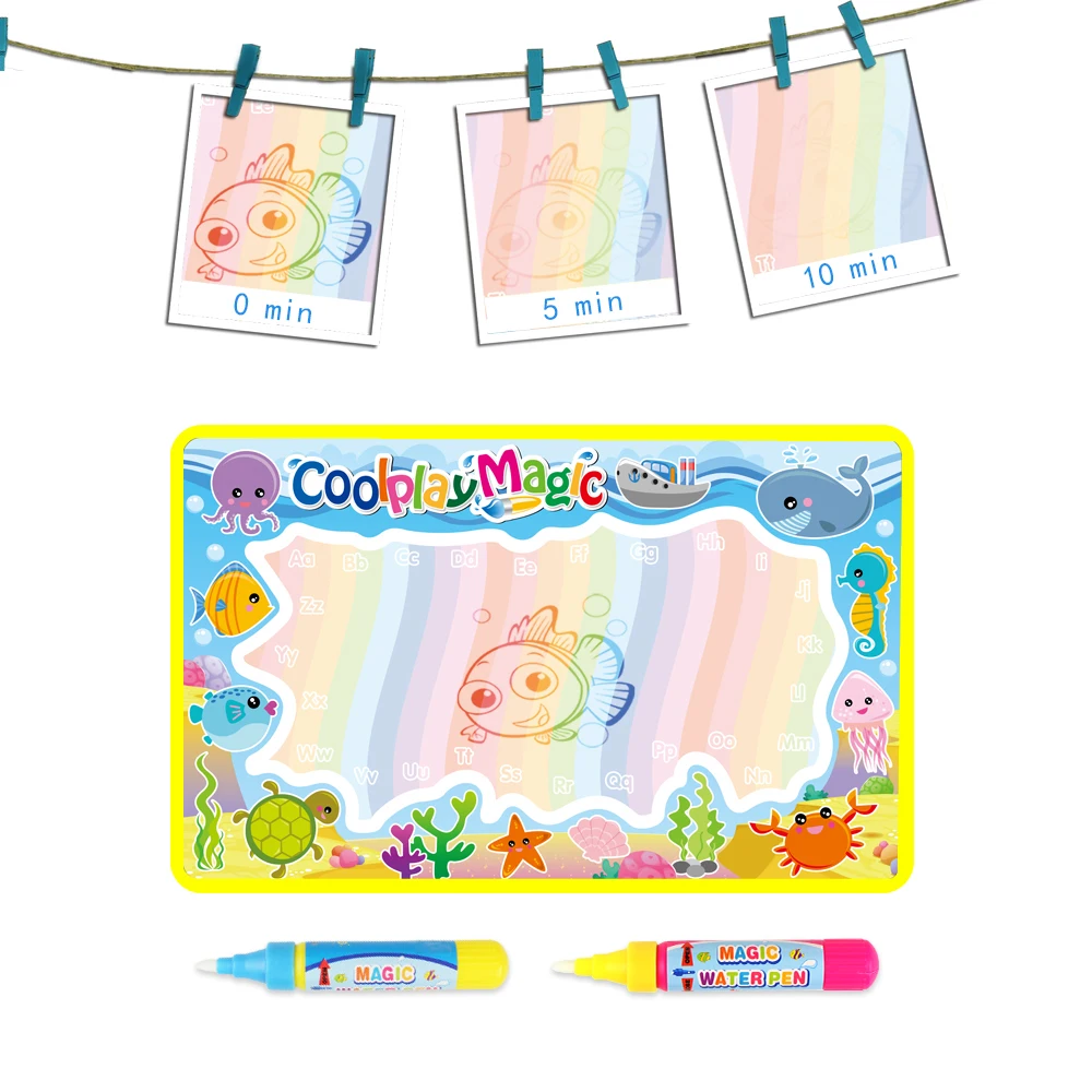 Coolplay – tapis de dessin à l'eau arc-en-ciel, thèmes d'animaux et 2 stylos, tapis de gribouillage à l'eau, livres de coloriage, peinture à l'eau, cadeau de noël pour enfants