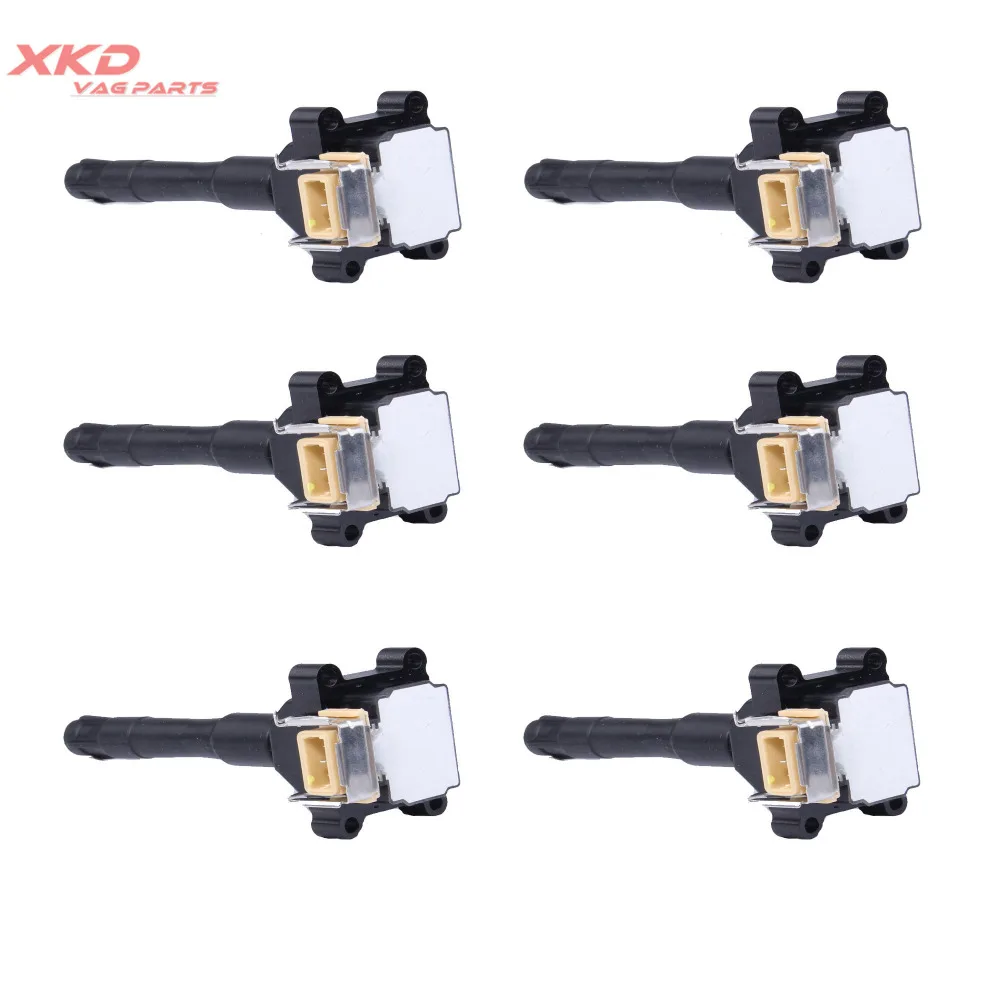 6Pcs Ignition Coil Set Fit For BMW 318i 91-93 E30 E32 E34 E36 M3 S50 E38 M42 M50 M60 0221504410   ( Length  165mm)