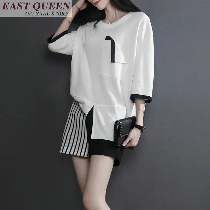 

Summer striped tracksuit for women 2018 o-neck pullover elastic waist half sleeve and shorts office ladies fashion suits DD644 L
