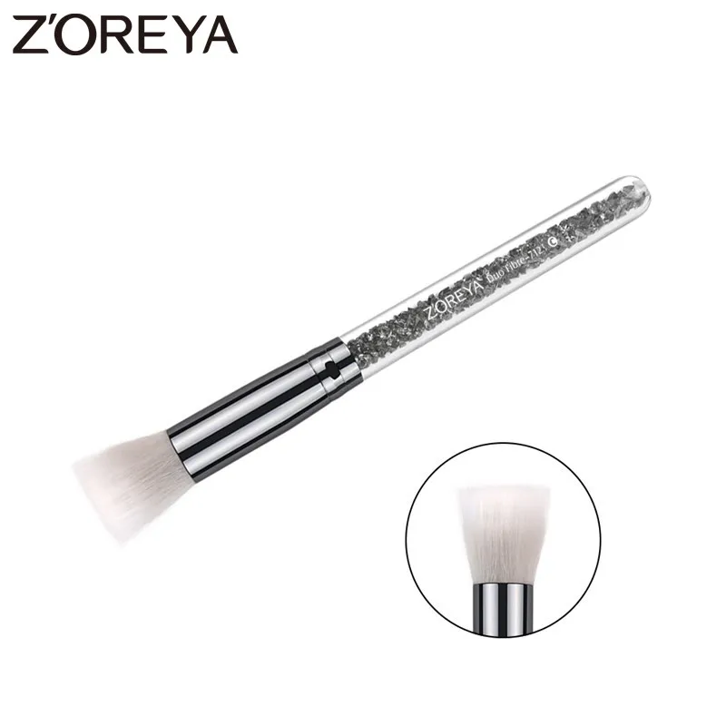 

ZOREYA Brand Single Special Crystal Handle Duo Fiber Contour Brush Comfortable Synthetic Hair Face Make Up Brushes For Beauty