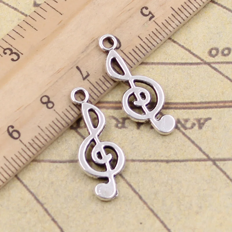 40pcs Charms Musical Note 26x10mm Tibetan Bronze Silver Color Pendants Antique Jewelry Making DIY Handmade Craft For Necklace