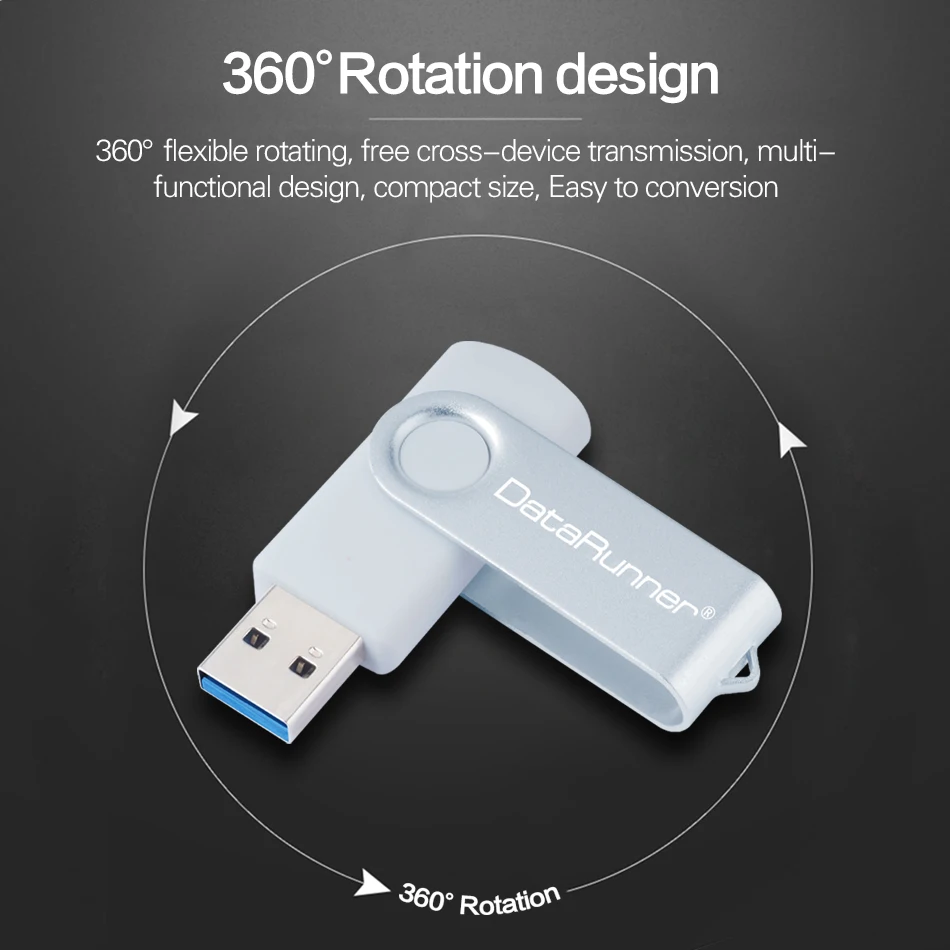 Datarunner-USB 3.0フラッシュドライブ,回転デザイン,16GB 32GB 64GB 128GB 256GB,3.0 GB,ペンドライブ,uドライブ