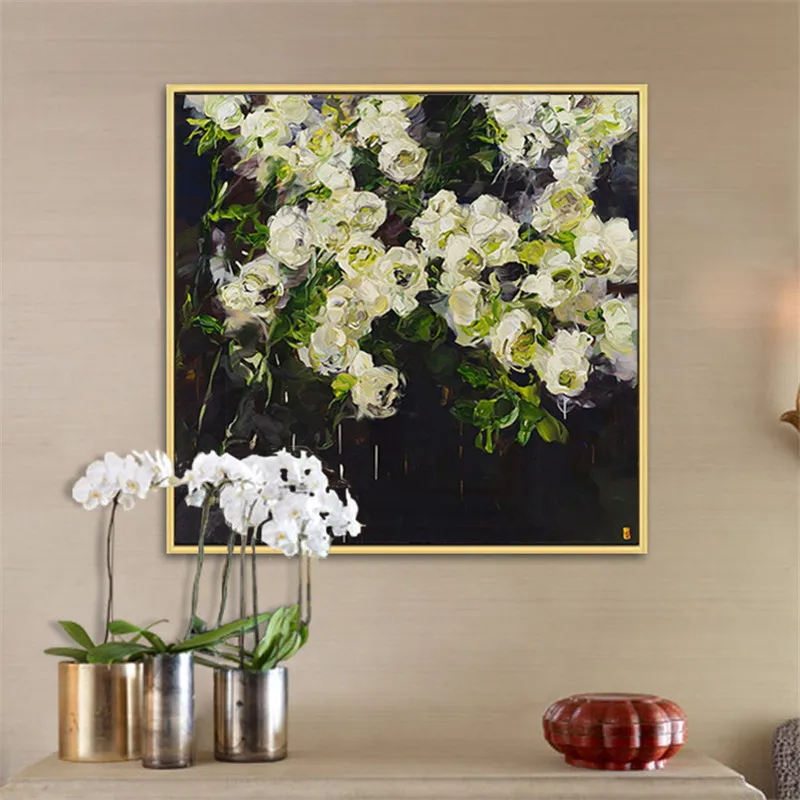 

Hand Painted Oil Painting Flower Canvas wall art canvas Pictures for living room home decor cuadros decoracion 3